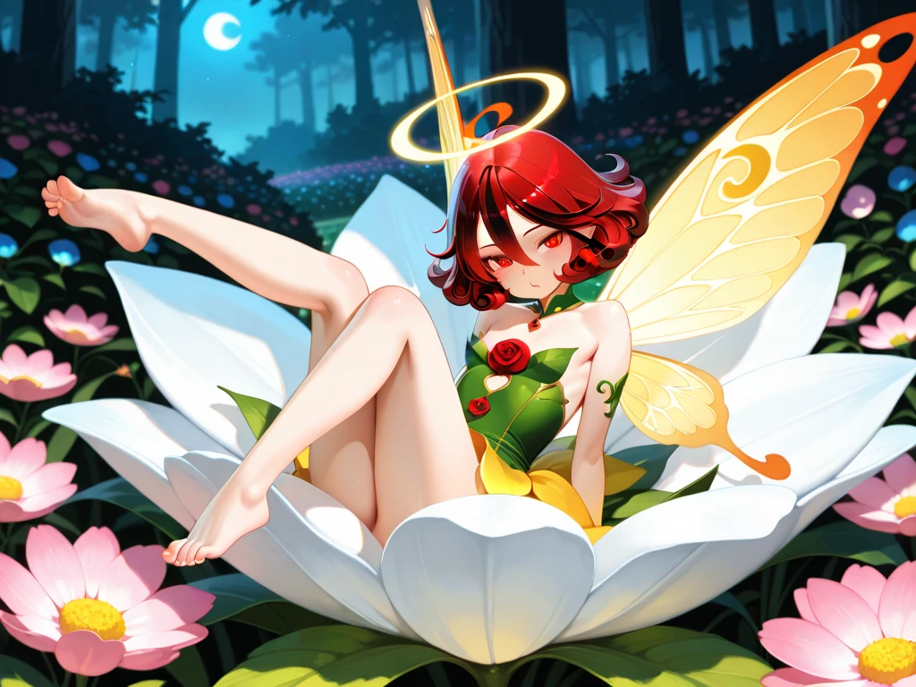 <lora:SMTPixie:0.9> <lora:add_detail:0.6> <lora:epi_noiseoffset-v2:0.6> (symmetry, masterpiece, best quality, highest quality:1.4), 8k, absurdres, highres, highly detailed, intricate details, ethereal beauty, fairy wings, tiny SMTPixie is (relaxing on a lotus pad:1.2) in a pond, (nsfw, see-through:1.3), (black lace, thigh boots:1.3), (lotus flower:1.3), very long hair, red hair, smile