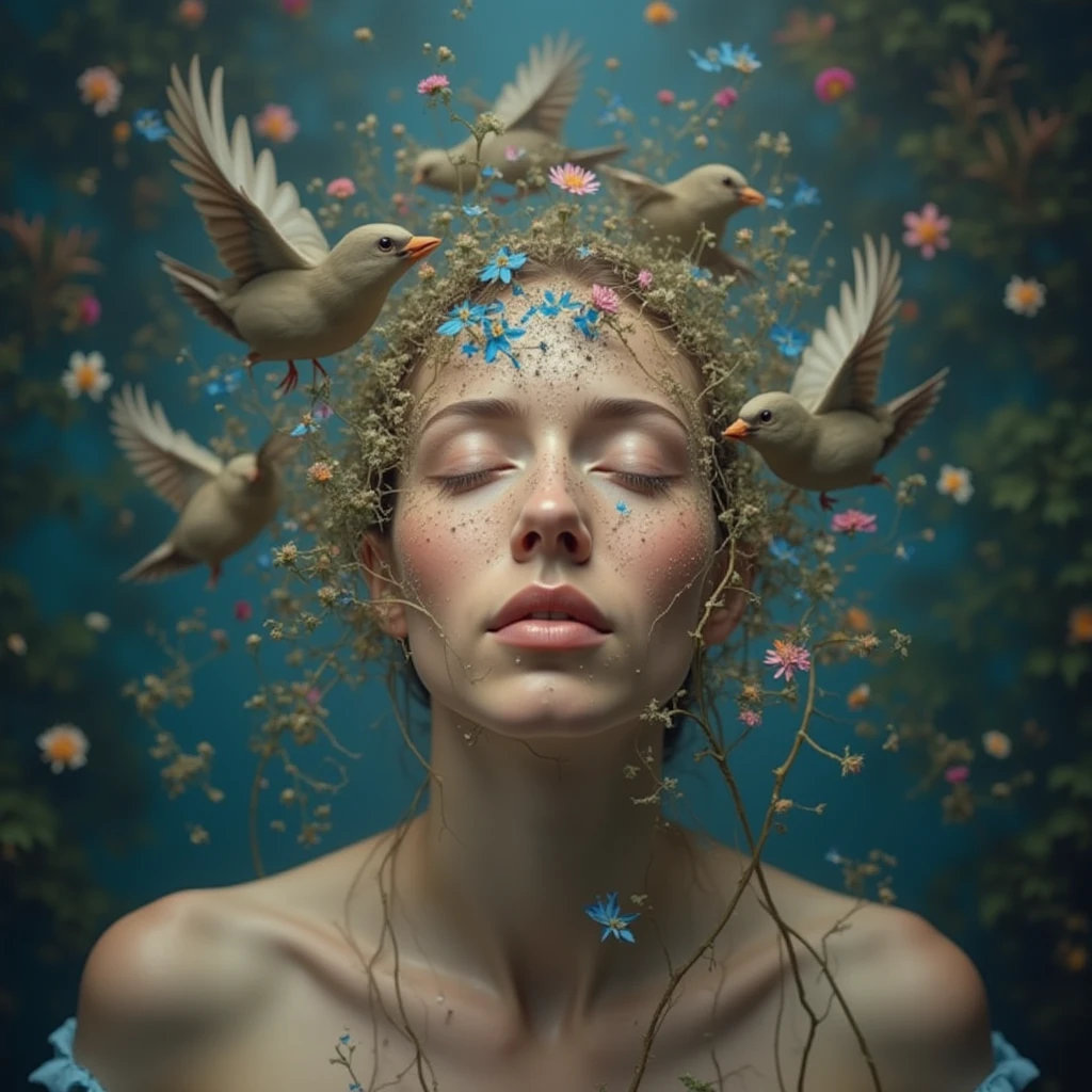 she came from broken realities to make the world whole again, colorful, surrealism