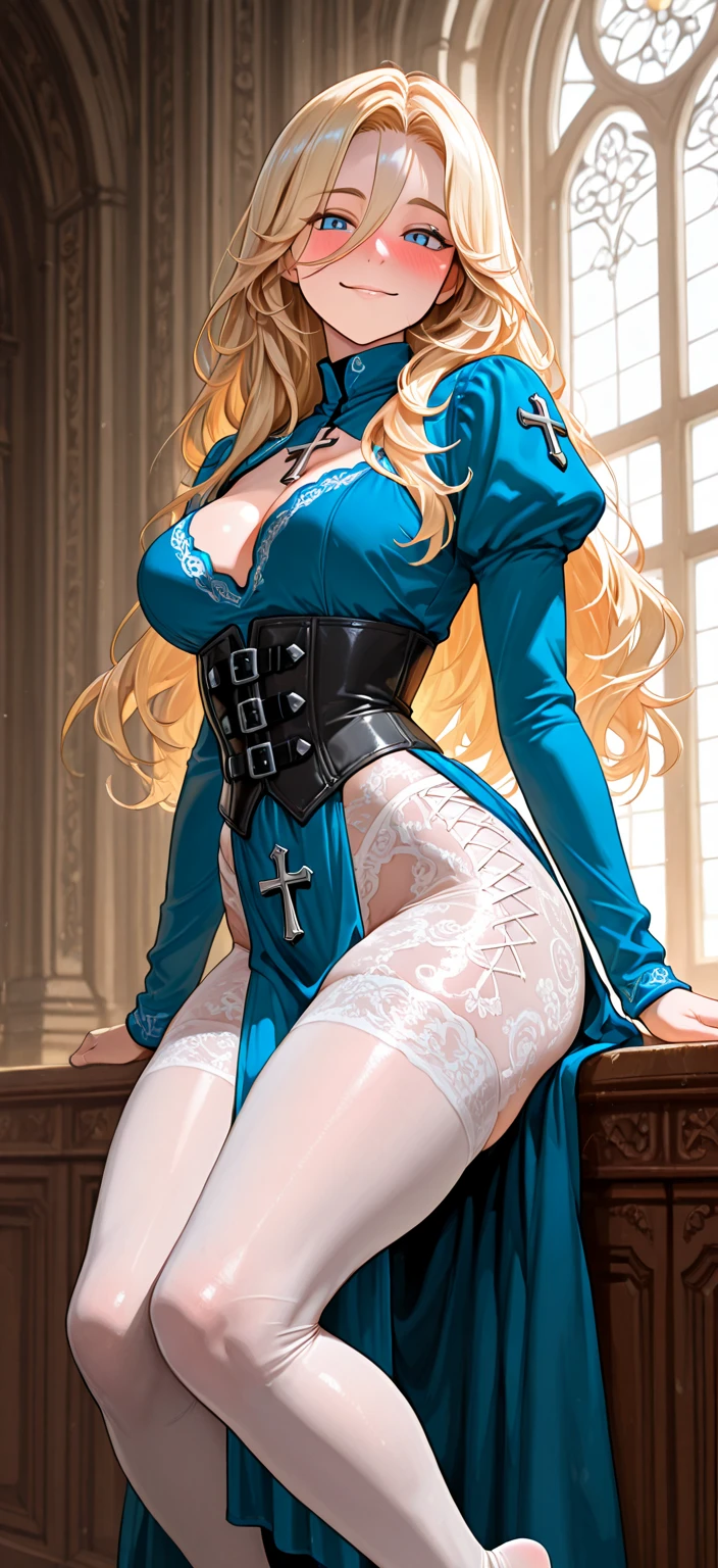 (masterpiece, highest quality, best quality, official art, beautiful and aesthetic: 1.2), (1girl), extremely detailed, (fractal art: 1.3), colorful, highest detailed, perfect face, upper body, HDR, ), vivid visual effects, (dynamic stripes, luminous traces: 1.2),, breast focus, breasts, large breasts, bare breasts, naked, nude, boob window, sexy, wide hips, thicc figure, Detailed blue eyes, Detailed face, Detailed eyes, perfect face, perfect eyes, wearing blue bodysuit, integra, integra hellsing