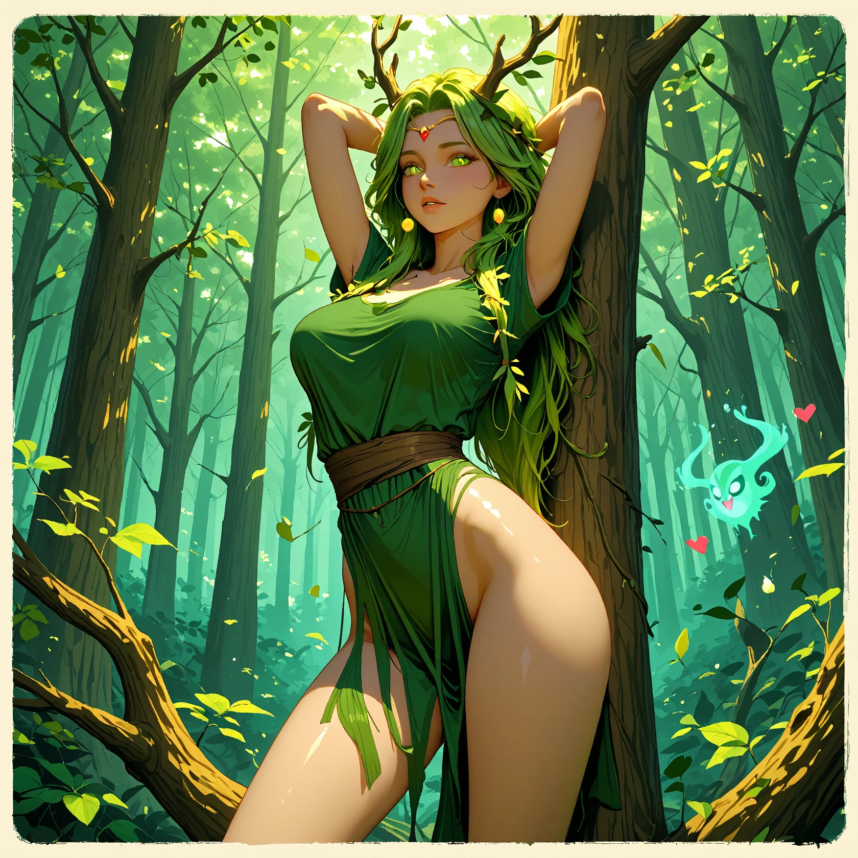 Alluring Beautiful Forest Goddes Emilia Clarke, Beautiful Tan Skin, Leaf Skin, Flowers And Vines Hair, Amazing Athletic Toned Body, lying on a bed of leaves, Beautiful Face, Ominous Gothic Theme, Fiverr Dnd Character, Octane Render, Digital Art, Extreme Detail, 4k, Ultra Hd, Polished, Beautiful, Hyperdetailed, Intricate, Elaborate, Meticulous, Photorealistic, Sharp Focus, Wlop, Character Design, Unreal Engine, 3d Rendered, Volumetric Lighting, Reflections, Glossy, Digital Illustration, Pose, Suggestive Pose, Lewd, Full Body Shot, anatomically correct 💖❤💕💋❣