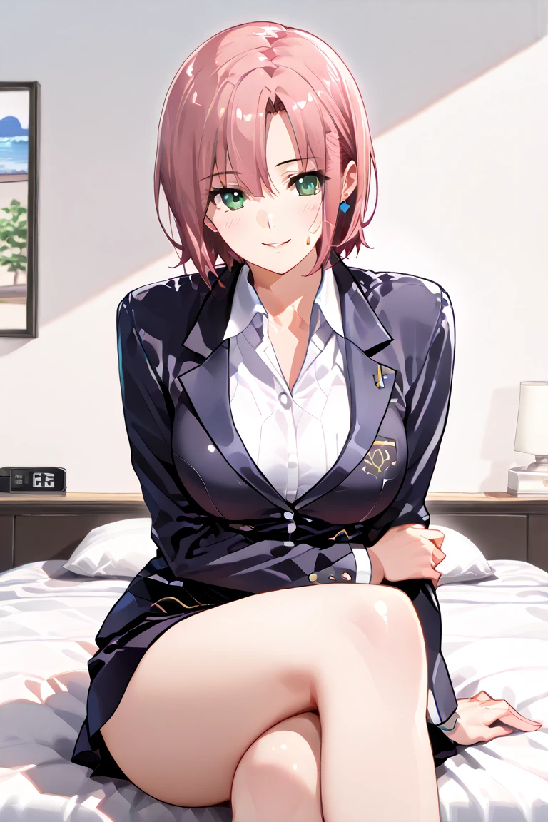night,Bed in the school nurse&#39;s office,policewoman,shirt,Photoreal 1;4,shoulder length brown hair,{high quality bra}},Reverse Shot1;4, {{beautiful large/medium size breasts 1:4}}, torn shirt, high quality panties,{{schoolgirl}},top quality,cute girl,high quality background, slanted eyes, detailed shirt chest wrinkles,BREAK, {{beautiful blue eye1:4}}, BREAK, five fingers