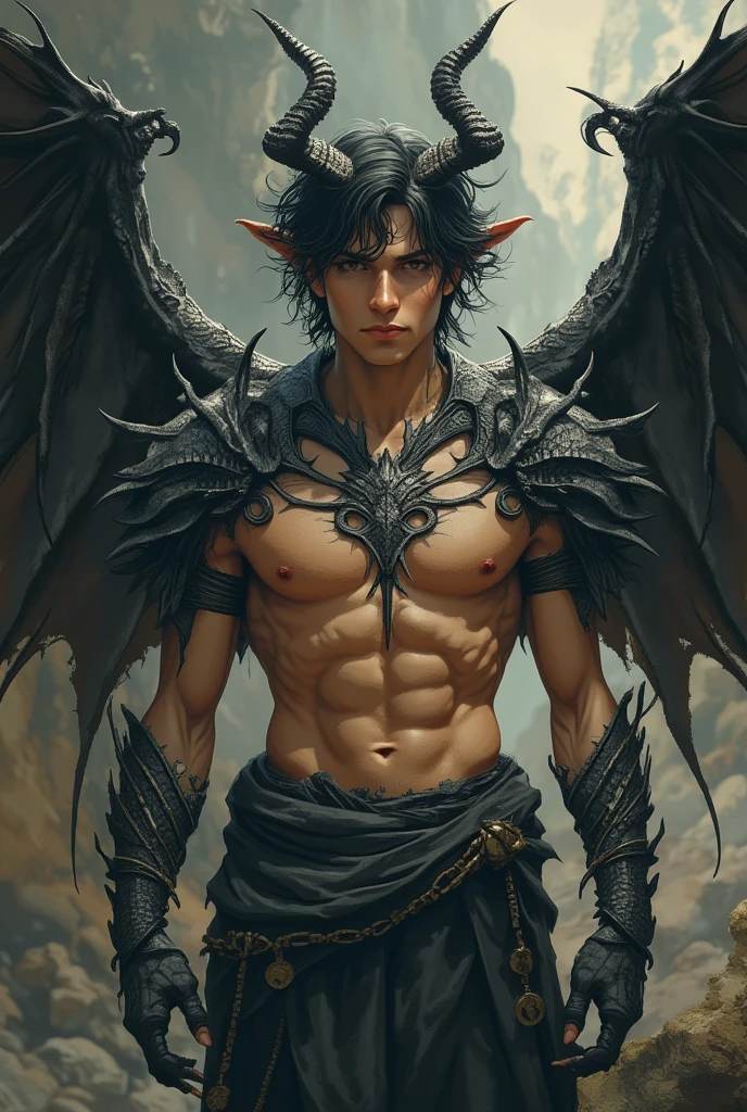Man, blue eyes, black hair, fae, wings, strong, prince, Young adult