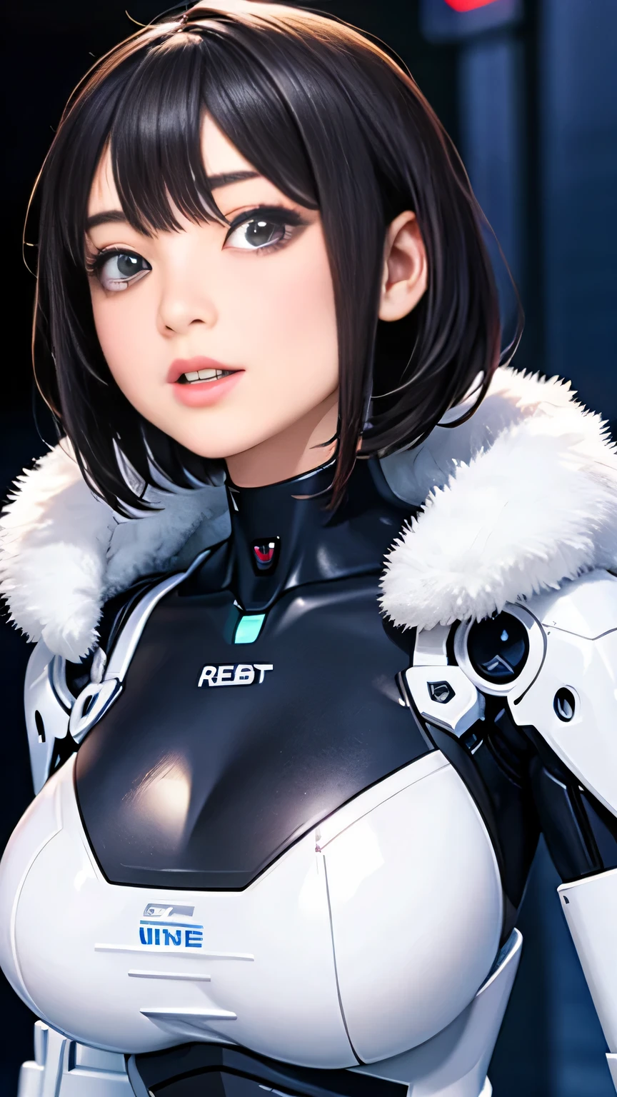 Robot Girlfriend, Beautiful Busty Robot Girlfriend, black short hair