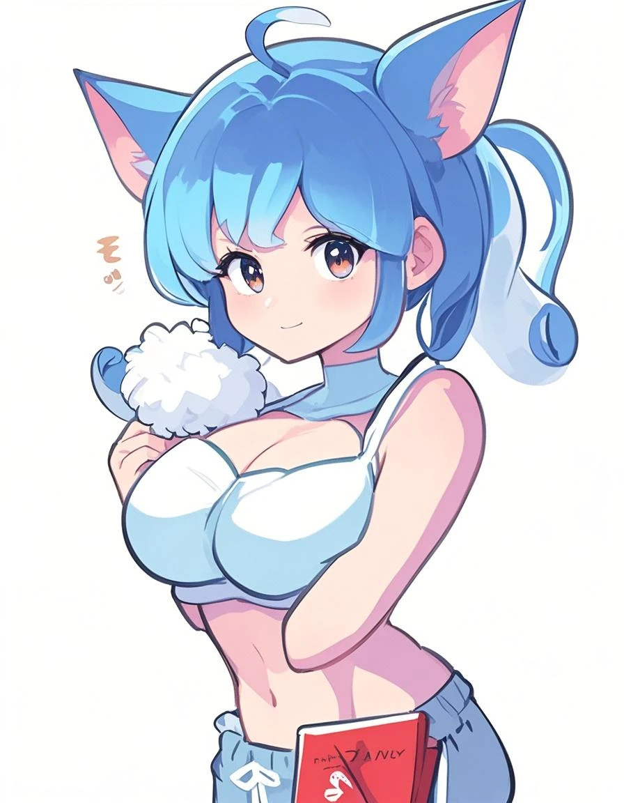 Anime Kawaii sexly Perfect Slim sensual body large breast and huge thighs, An intricate and highly detailed illustration of anime (Young girl) breasts big，Lop，sports attire，bra，clavicle，へそ，，a skirt，smiling, sweetheart, sexly :1.2)(Clean the skin)(glad)][(clothes inspired by &to quote;MINNIE&to quote;) , ILLUSTRATION FOR CHILDREN , clean backdrop]