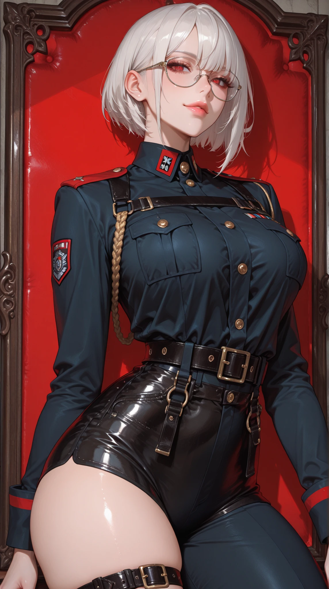 Momo Yaoyorozuin a black leather jacket, olga buzova, yelena belova, aleksandra waliszewska, dasha taran, sultry look, style of julia razumova, sexy face with full makeup, anastasia ovchinnikova, by Emma Andijewska, julia gorokhova