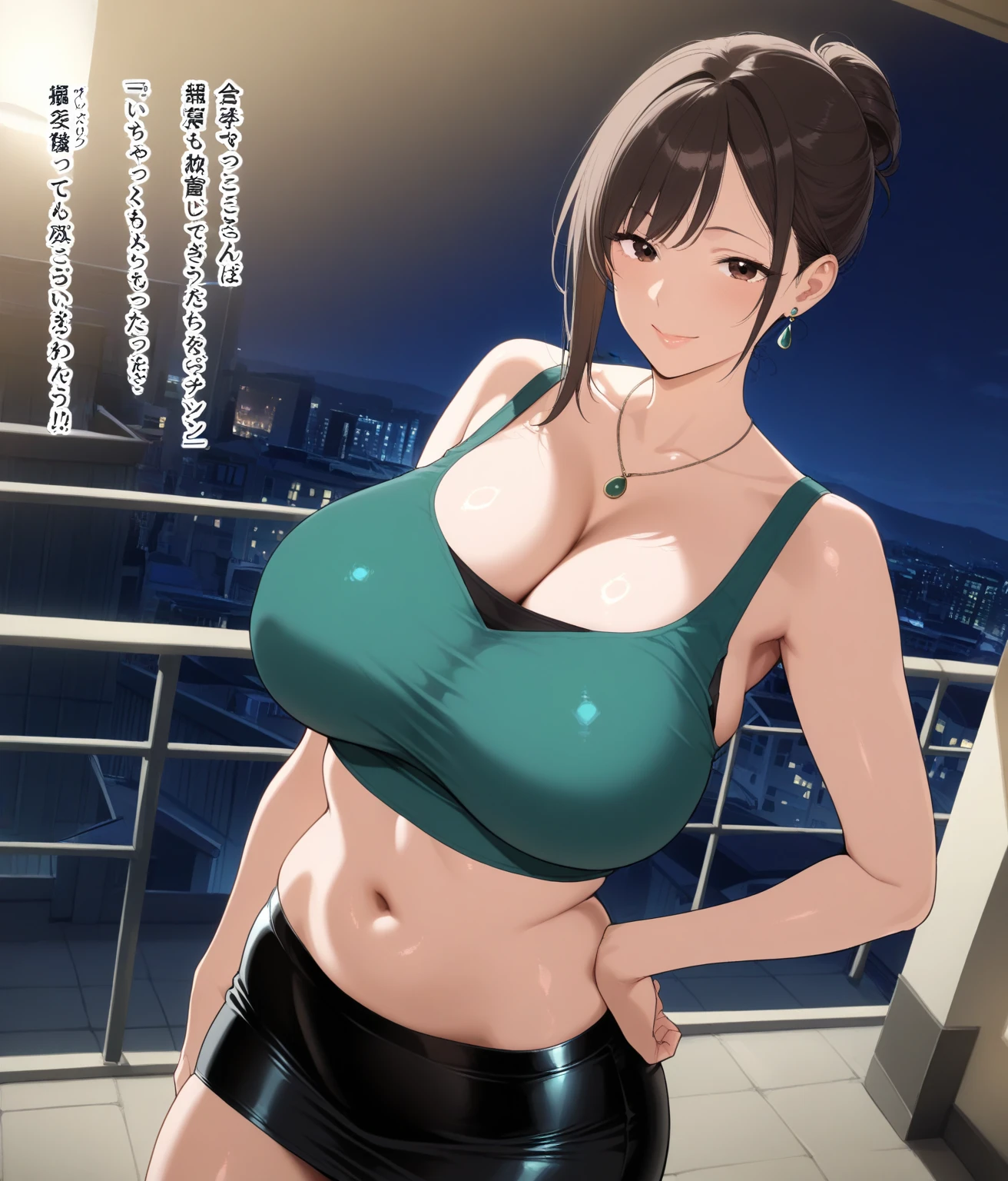 (highest quality, masterpiece:), ultra-high resolution, two women in swimsuit standing side by side, night, in the pub, Japanese model, young and beautiful gravure idol, squatting, spread legs:1.3, tight, wearing an orange color beautiful swimsuit, high leg, gigantic breasts, puffy nipple:1.4, bangs, wavy long hair, ponytail, earrings, beauty, victory smile, mature woman, please face forward and look at the camera,