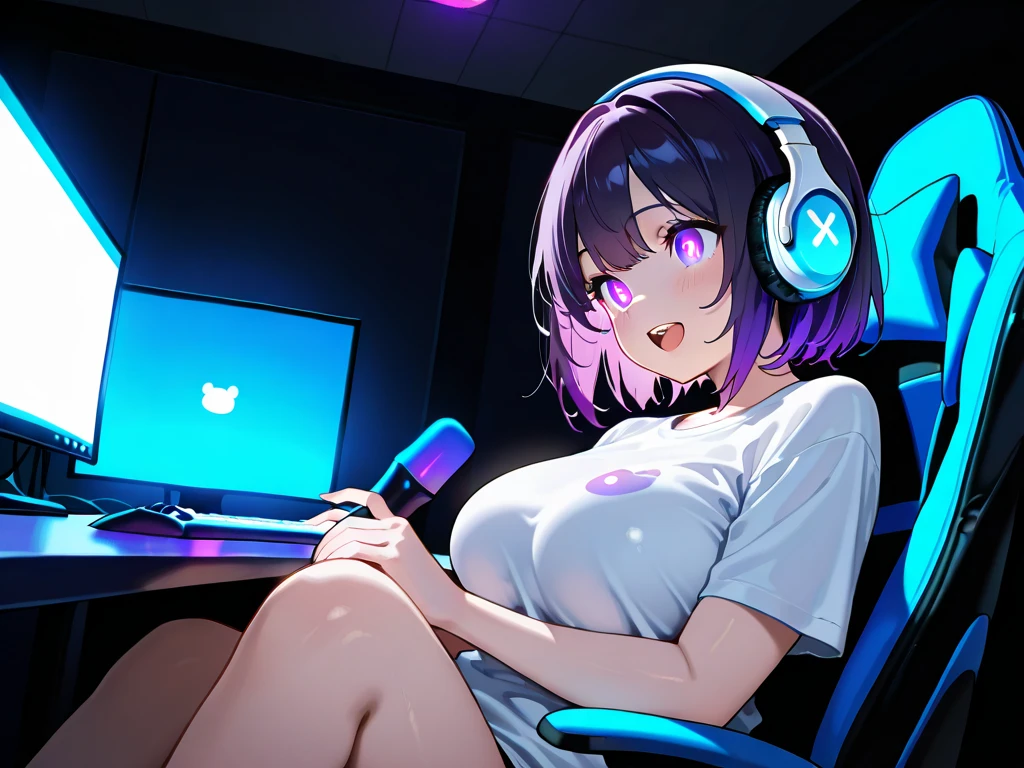 anime, DJ Girl, DJ, DJ girl, Headphones, Highly praised, (Best image quality),masterpiece,Highest quality,extremely detailed CG wallpaper, Ultra_detailed,(Cinema Lighting:1.1), (Cold Face), Green Eyes, One girl, alone, Dark Green_hair, short_hair, masterpiece, Highest quality, Glasses,NSFW,blush,creampie,pussy juice,Ahegao,Sitting,Leg spread,Breast milk,Cyber chair,,Sex,creampie,1boy,penis,X-ray(Fertilization egg)