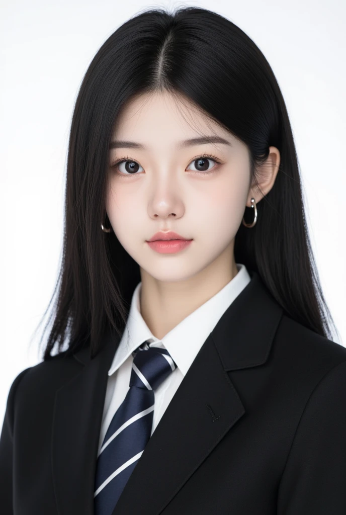 Araffe woman with long hair wearing a black jacket and a white shirt with purple eyes.,big breasts and her mini waist with big hips, jinyoung shin, heonhwa choe, bae suzy, sun yunjoo, Lee Ji Eun, Lee Ji Eun, from my part, janice sung, kim taejin, jia, Shin Min Jeong, kim hyun joo, hwang se-en, leaked image, park from my part