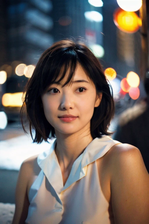 (8k, best quality, masterpiece:1.2), (realistic, photo-realistic:1.37), ultra-detailed,((( 1 girl))),solo,beautiful detailed sky,detailed cafe,night,sitting,dating,(nose blush),(smile:1.15),(closed mouth) small breasts,beautiful detailed eyes,(shirt:1.1), night, wet, rain,white lace, (short hair:1.2),floating hair NovaFrogStyle, ((full body)),stand, sexy, cute
