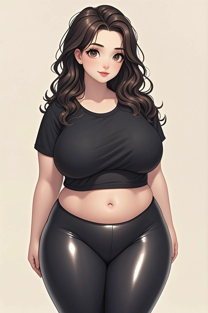 ((Masterpiece)), ((Best Quality)), (4K quality), ((Detailed face:1.2), (Detailed eyes:1.2), (Detailed pupils:1.2), (half-body-shot (cowboy shot):1.3), Ultra High Resolution, intricate details, ultra-detailed, dramatic lighting, 1girl,solo, 45-year-old, Latina, mature female, (dark-skinned female:1.5), long black hair, (Wearing: red tank-top, black leggings, sneakers:1.2), smiling, sexy, very beautiful face, Curvy, Oversize, Overweight, thick lips, plump figure, big breasts, fat rolls, belly rolls, muffin top, big deep navel, tight out, love handles, wide hips, wide waist, wide load butt, thick thighs,
