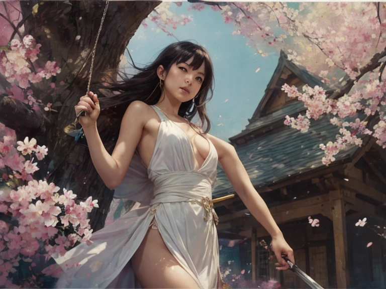 (Highest quality、masterpiece、Very high resolution、Ultra HD、2.5th dimension 1.5)、(A woman who combines perfection and ultimate beauty:1 person、Highly detailed face、Highly detailed body、18 years old 1.5)、Realistic portraits、Beautiful body、Beautiful Face、(Perfect figure:Beautiful Breasts F Cup)、(Medium Short Hair)、(Various Hair Styles、Beautiful Hair、Beautiful Hair)、(((nude:フルnude 女性器:pubic hair)))、(Realistic textured skin and body、Realistic breast texture:1.5)、(Standing posture、On the front、Look forward:1.5)、(Model pose、Sculpture Pose、Gravure photo、photo shoot:1.5)、Breast charm、Bright smile、Open-air bath at dusk、Natural hot springs illuminated by the setting sun、sunset、Natural open-air bath、Hair flutters under the influence of the wind、Styling hair by hand、Cherry tree in full bloom、The cherry blossoms are beautiful、Beautiful views、Beautiful sunset、(Exact details、Detailed Images、Accurate Images、Perfect Image 1.5)