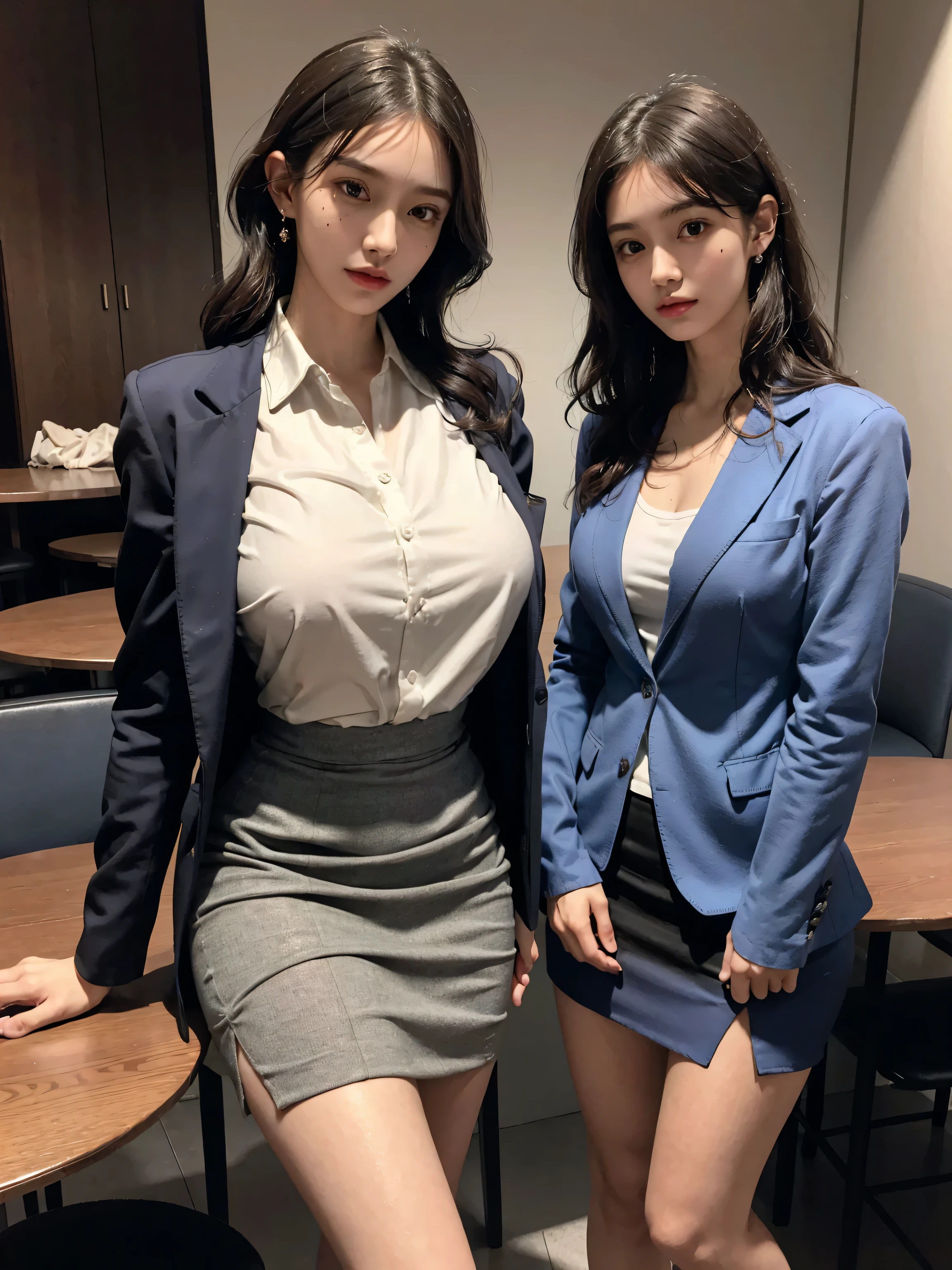 Office Uniform Female Chinese Light Clothing
No bra Light hair Glasses