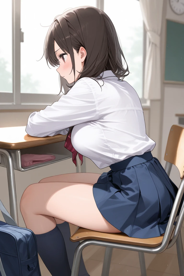 In the school classroom、To a fat, ugly, middle-aged teacher、Anal rape from behind、A schoolgirl in a uniform makes an ahe face while crying、profuse sweat and tears、severe tremors、heavy panting