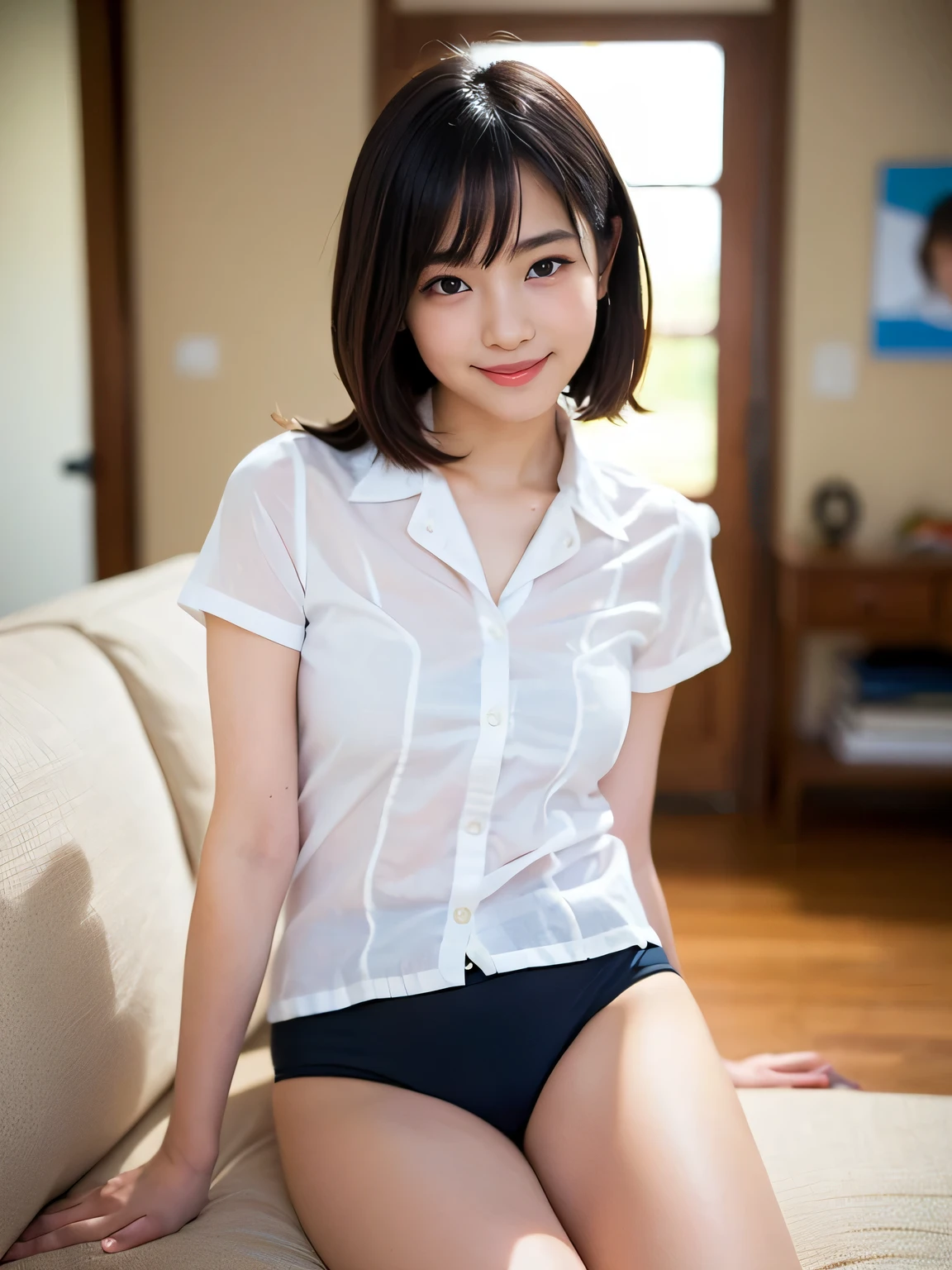 short cut hair,beautiful,K-POP idol,japanese idol,japanese actress,High resolution,beautiful skin,8K,RAW photo,highest quality,masterpiece,realistic,photo-realistic,clear,professional lighting,beautiful顔,highest quality,超High resolution,whole body,sexy,beautiful feet,beautiful歯列, beautiful唇,smile, Tight Skirt,mini skirt,panty shot,Upskirt