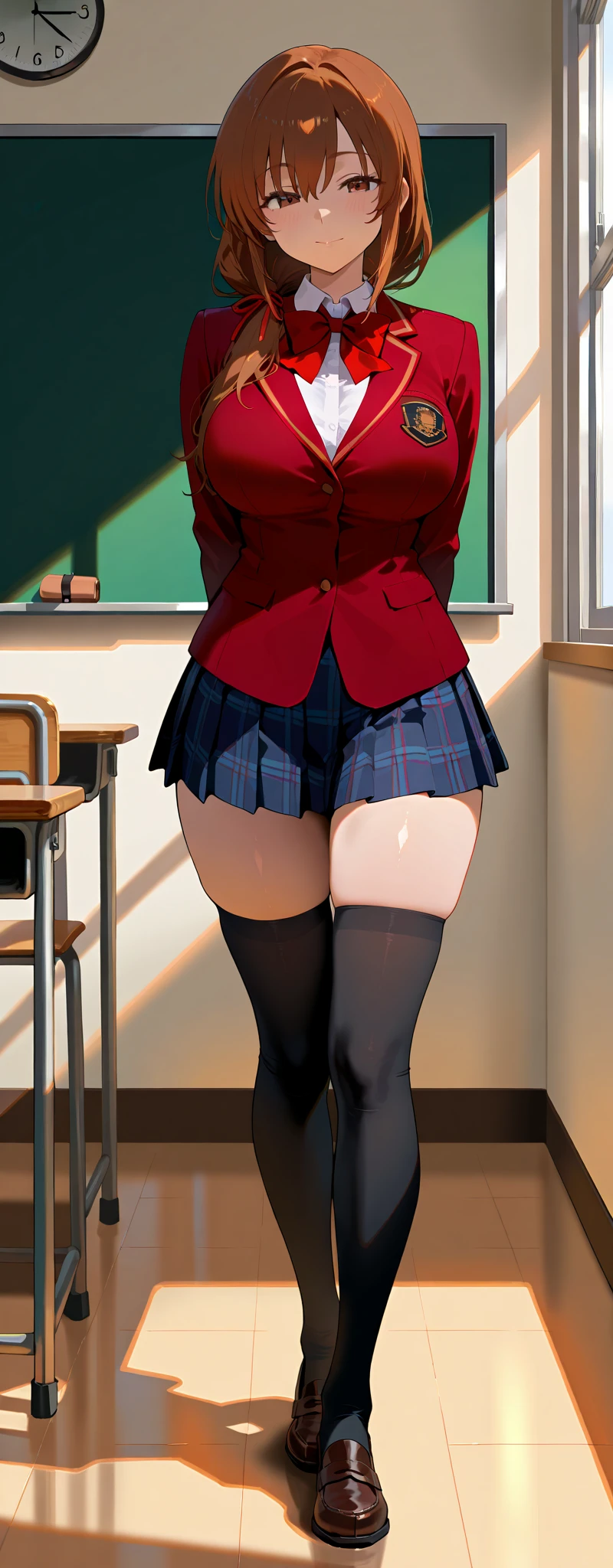 masterpiece, high quality, detailed eyes,
1girl, solo, gyaru, gal, blue eyes, blonde hair, side ponytail, (woman:1.0) (gigantic breast:0.8), (voloptuous:0.8),glistened skin, shiny skin, tall, leggy, light smile, (pubic tatoo:1.2),
looking at viewer, school, hall, (contrapposto:1.0), full body, hand on hips, , (white tied shirt), navel, (purple nail polish), (red Plaid short pleated skirt), high heels, cleavage, heart earing, choker, thigh strap, bracelet, necklace, covered nipple, cleft of venus, cameltoe,
(doujin:0.5), (anime:1.0),
