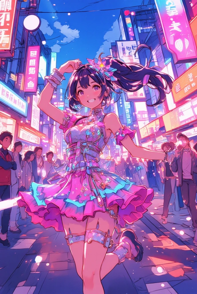 ((medium breasts, tomboy 1girl, small head)), daylight, sunlight, ((standing, spread legs, show her, (perfect body: 1.1), (short wavy hair: 1.2), choker, full body shot, crowded street, (1girl in tiny transparent little sweaty colorful low strapless micro bra: 1.4), (bikini bottoms down to the knees), (colorful mini mini skirt flutters in the wind)), (extremely detailed CG 8k wallpaper), smug look, (extremely delicate and beautiful), (masterpiece), (best quality: 1.0), (ultra high resolution: 1.0), beautiful lighting, perfect lighting, jerking skirt, realistic shadows, [high], detailed skin, ultra-detailed, legs apart, legs up, lying down, bending over, (black thigh: 1.0), (red high heels: 1.0), big earring, hips, (((colorful))), (beautiful short tail), [crowded pool background], thin collarbone, soft navel, soft belly, soft back, angle on top, sweaty, beautiful breasts, blush, photorealistic, crowded street, ((excessive)), ((raised miniskirt))