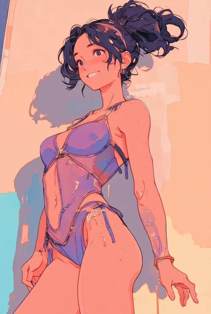 ​masterpiece、ultra-quality、ultra-detailliert、Perfect drawing、Hi-Res、Solo、girl with、White Micro Bikini、(round and big buttocks)、((Pose with buttocks sticking out))、(((bulging bust top)))、(ample breasts:1.5)、perspiring、(darkskin:1.3)、(Cute smile)、25-years old、blue-sky、cumulonimbus clouds、glowing sun、resort hotel、vacation、Pool Resort、(Shot from diagonally below the back)、beatiful backgrounds、Accurate drawing、Detailed drawing、high-class sense、executive、celebrity、rich