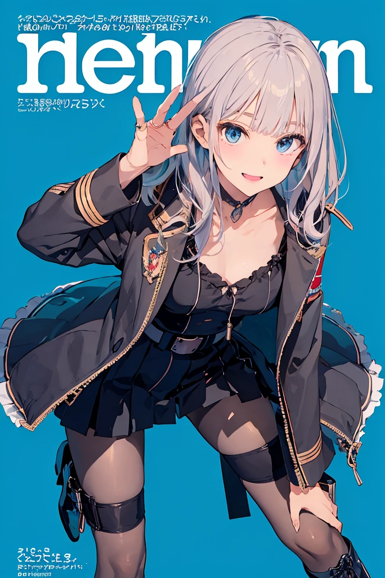 masterpiece, (realistic, photo realistic:1.2), ((highest quality), extremely fine and beautiful, beautiful face details, real human skin, realistic, photorealistic, cowboy shot, Alisa Mikhailovna Kujou, ahoge, long hair, grey hair, hair intakes, hair ribbon, red ribbon, sidelocks, hair between eyes, bangs, blue eyes, school uniform, grey jacket, cropped jacket, blazer, open jacket, open clothes, wing collar, red bowtie, collared shirt, white shirt, medium breasts, long sleeves, black dress, pleated dress, double-breasted, zettai ryouiki, white thighhighs, White underwear, (wind, wind lift, Skirt lifted by the wind, skirt rolled up by the wind, Skirt flutters:1.5), (Fully exposed panties:1.5), (white panties:1.5), (standing :1.2)