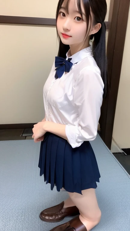 (8K, best quality, masterpiece:1.2), (realistic, photo-realistic:1.37), (high color saturation:1.0), (highly detailed skin), (highest quality:1.0), (ultra high resolution:1.0) ,(realistic:1.0), (Super detailed:1.0), (8K, Raw photo:1.1)、standing random pose, smiling, natural breast, perfect lighting, ((3girls students)), 18years old, (mysterious), clear and detailed, ((school_uniform, Japanese sailor uniform, flared skirt)), (indoor school climb the stairs), surprised face, (white_panties), looking at back viewer, nsfw, low angle photo,