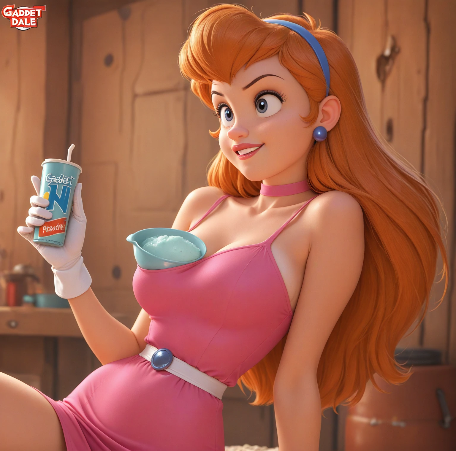 ((best quality)), ((masterpiece)), (detailed), perfect face, aurore, belle, Cendrillon, Ariel, jasmine, Disney, dans un bar tiki