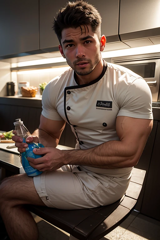 Lukas Podolski in skinny jockstrap in the kitchen