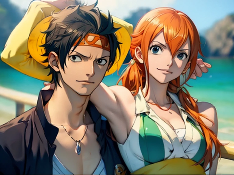 one piece animation characters: nami and nico robin, drink wine, smile, deluxe clothes