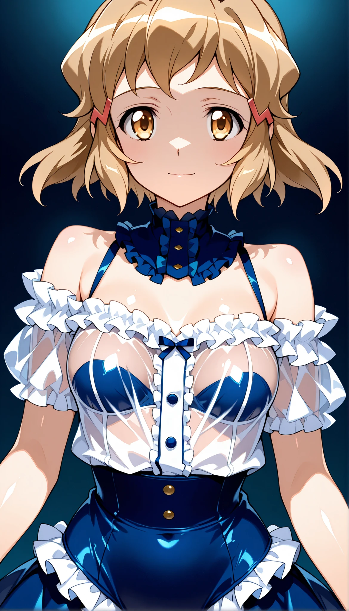 masterpiece, best quality, ultra-detailed, best illustration, naked girl in background layer. (zoom layer:1.4). leaning forward. skindentation. camel toe. mature. solo. breasts, navel, translucent thighhighs with extremely detailed pattern, translucent elbow gloves with extremely detailed pattern. translucent cleavage dress, filigree, victorian <lora:SilvermoonMix02_2:1>