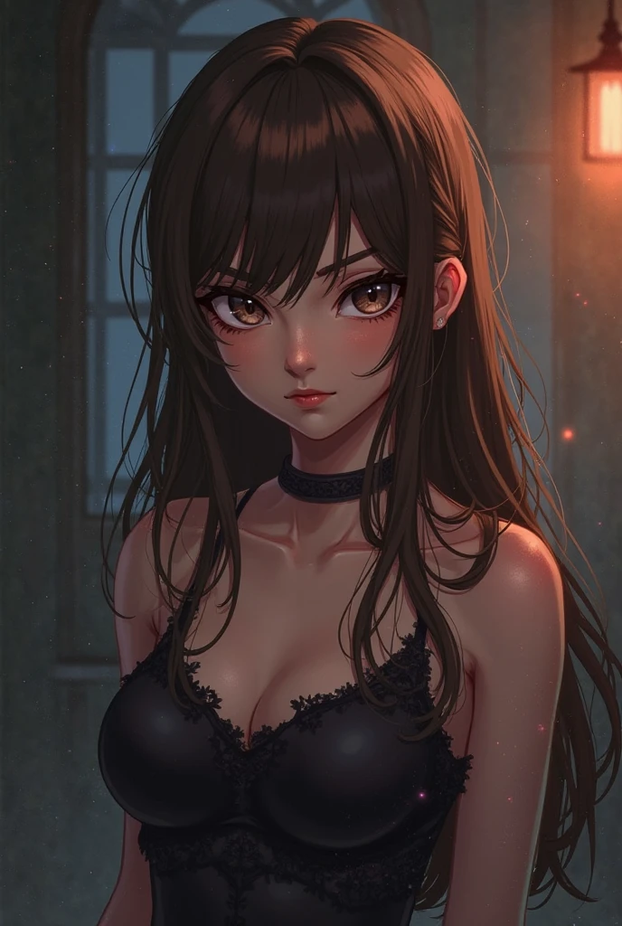 woman，Black lace，G-cover，Only a bra is available on the upper body，8K