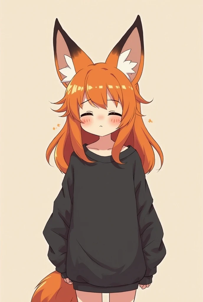 (muted colors, color palette extremely pleasing to the eye, aesthetic artistic pale pastel colors, semi-monochrome:1.2) pretty girl in loose black sweatshirt, orange hair, big furry fox ears, fox girl, Furry art, furry commission oc, aesthetic, happy, in love, blushing, Ahegao, Plain background, orange!!, thick stroke, Simplistic art style, Order drawing, Beautiful minimal details
