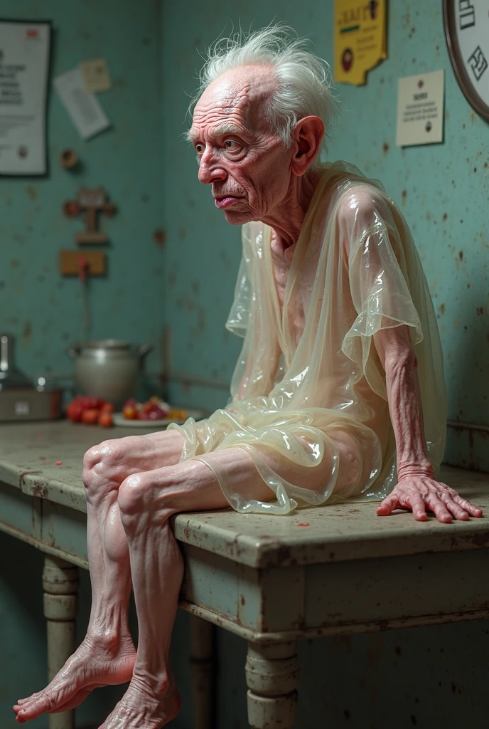 Old man in diapers in wheelchair