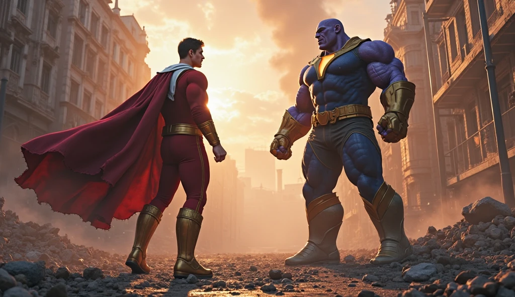 Superman fighting with Thanos