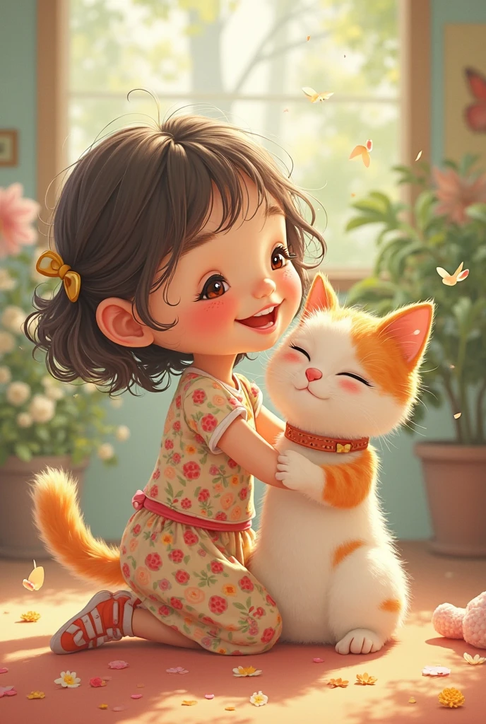 create a image of girl with cat 