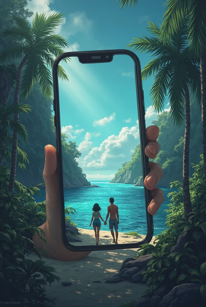 há umCartoon style digital illustration GTA style homem e uma mulher posando para uma foto, marido esposa e filho, Happy family, na praia, selfie, powder Nándor Katona, 8k foto selfiegraph, mateus 9 5, na praia, na praia, imagem de perfil, by Maria Helena Vieira da Silva, on the beach at sunset, foto selfie, selfie!!!!!Cartoon style digital illustration GTA style