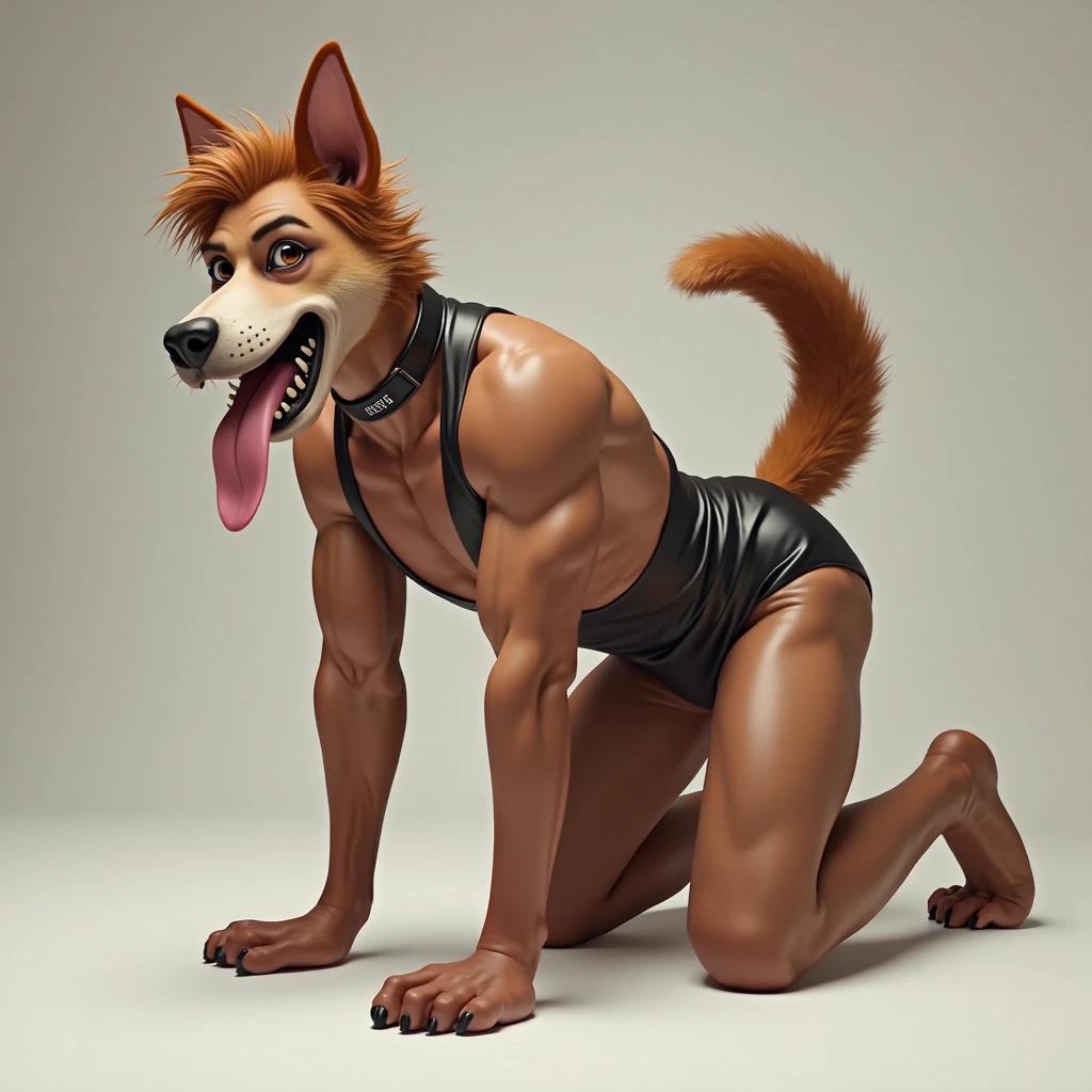 a furry male anthro Shih Tzu standing with his hands behind his back. He is wearing underwear and is depicted in a simple background. The artwork should be in a front view perspective. The image should be of the best quality, with ultra-detailed features and a realistic, photorealistic style. The colors should be vivid and the lighting should create a professional and visually appealing effect. The inspiration for this artwork comes from artists such as thebigslick.
