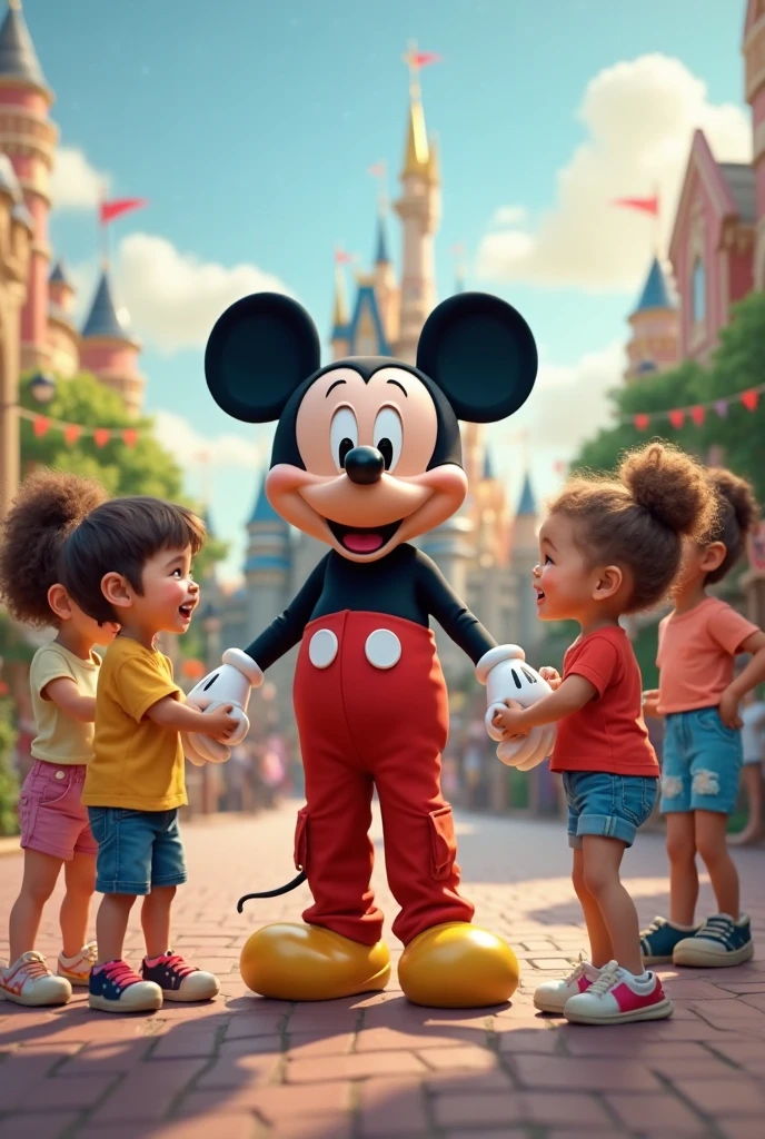 Happy in the Disney world, with mickey mouse and candies