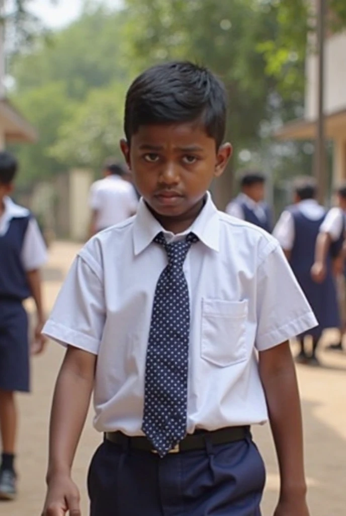 Poor Indian boy with one table