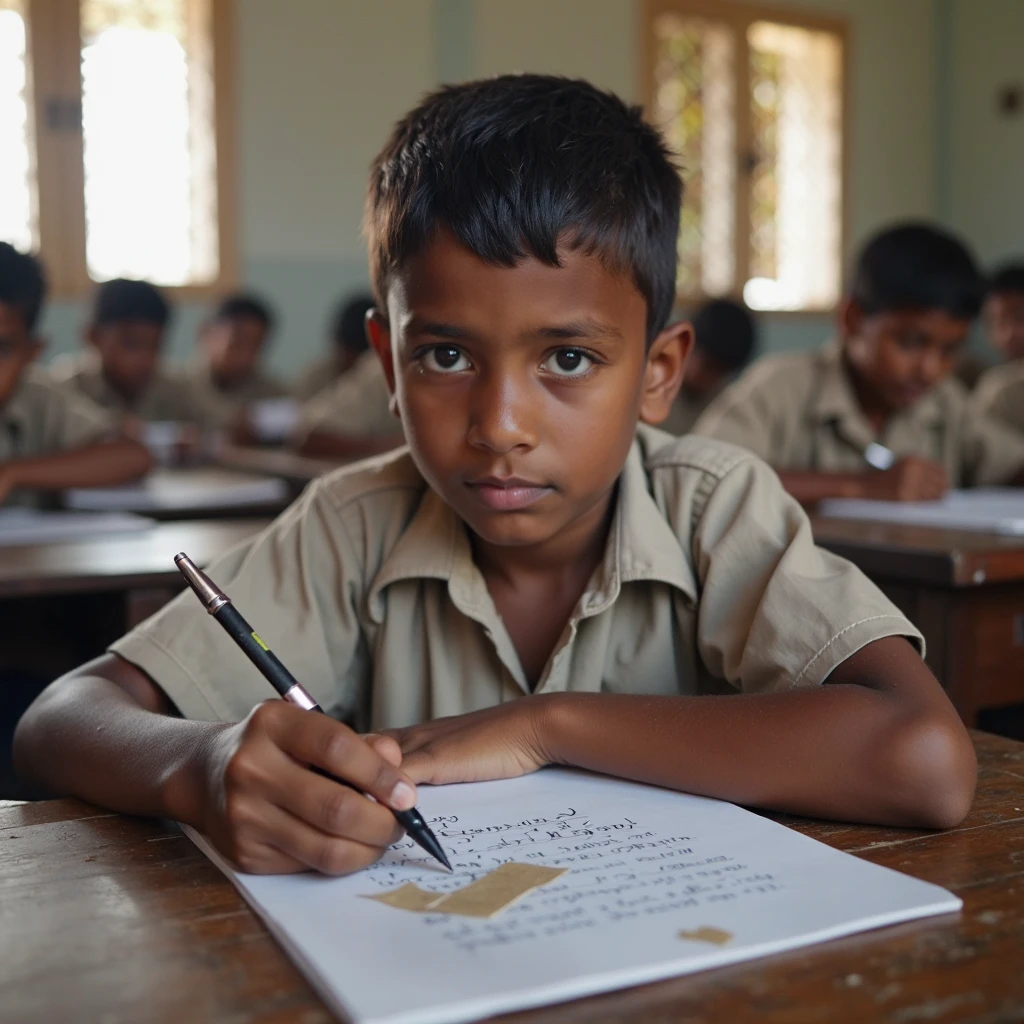 Indian boy in class room