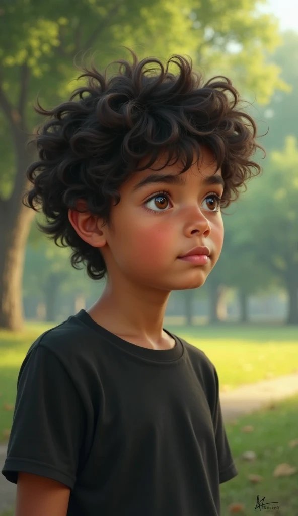 A tall, curly teenager sitting on a bench