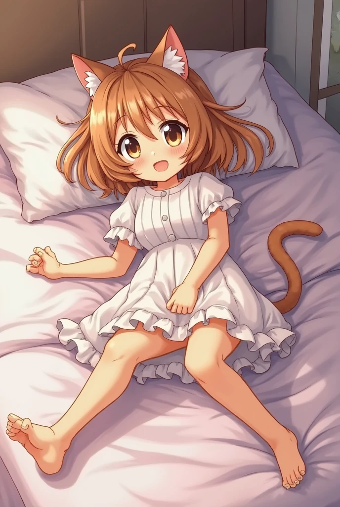 An anime style girl lying on the floor leaning her back against the stairs in front