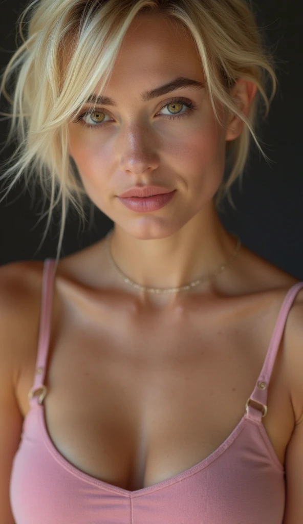 Lena Gercke at the hair salon completely naked and smiling