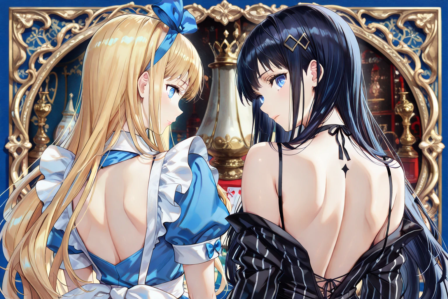High-definition background, bright and beautiful atmosphere, 3 girls (2 years old, (1 short-tempered round face), (1 child)) (hair, surface effects), color effects), small breasts, blonde hair, inside the castle ,Luxurious room Girls dressed as ninjas, girls dressed as princesses, mini pigs dressed as ninjas, mini pigs dressed as samurai, "deltamon_sdXL :0.73) >Deltamon makes an immediate decision.(((((NSFW)))))