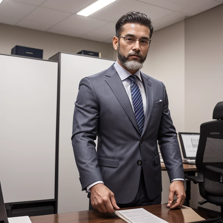 aged 40，A very handsome tanned Brazilian mature man，Thin，Shirtless，Tong，Bulge，fortitude，office room，Two people knelt，Blue panties，Sexy briefs，Business suit，fortitude，k hd，with mustache，black long socks，
