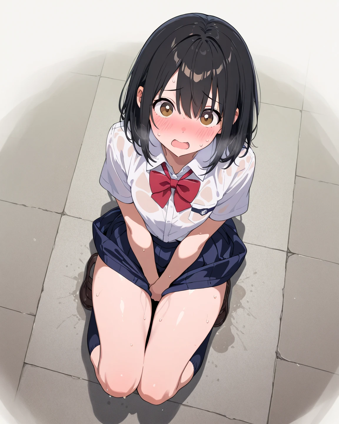 from front,focus on panties,fine underwear,black panty,flat chest
,BREAK,
nico yazawa, flat chest,black hair, (red eyes:1.5), twintails, hair bow, bow, red bow,
,BREAK,
gyaru, shirt, plaid, bow, blush, white shirt, hair ornament, nail polish, plaid skirt, bowtie, pleated skirt, clevage
,BREAK,
disdaining ,disgusted face, disgusted face,displeasure,grimance,anguish,furrowed brow,furious,,{{{disgusting:1.5}}},{{{clenched teeth:1.1}}}, look down at viewer, {{{shaded face}}}, masterpiece,absurderes, beautiful detailed face
,BREAK,
,Squat,looking down at viewer,Squatting,
((masutepiece,hight resolution)), masutepiece, Best Quality, , absurderes, Perfect Skin, Detailed skin texture, ultra-detailliert, 8K, Intricate details, beautifull detailed face,hight resolution, 1girl ,from front.
indoors,locker room