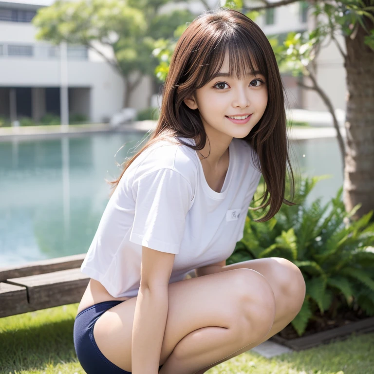 (masterpiece, Highest quality:1.2), Fluffy long hair,11 years old, alone, One girl, Nene Kasaki々, smile, View your viewers, put your hands in your hair, , Seraphim, skirt