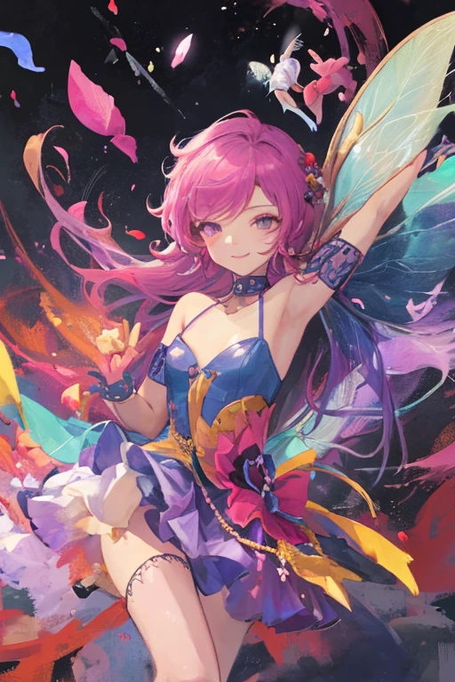 <lora:wanxiangV3:0.1>,wanxiang,
(extra large wings:1.5),(large wings:1.4),shiny colorful wings,shiny,colorful butterflies,graceful,dance gracefully,spraying water,water spray,water droplet,mysterious beauty,dreamlike and illusory,in the depths of darkness,there are mysterious beings,dressed in magnificent costumes,dance wonderful dances,angels,demons,fairies,magic,<lora:ççå°å¥³xl1V10:0.4>,a girl formed of colored glaze,<lora:holographic1_10xl-10:0.4>,black and red neon city,photon force field,holographic beam of wings,(butterfly_wings:1.4),