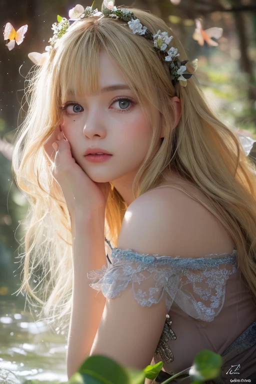 ((1 solo girl)), (((full body photo)))), ((realistic soft lighting)), ((realistic)), (beautiful face:1.1), long straight platinum blonde hair with bangs, detailed eyes, lush lips, 22 years, (sexy attractive figure), (large breasts), (neckline), (tight abs), (thick hips) 4K, HDR, DSLR photoshoot, professional photography, detailed texture, pink lipstick, pink nails, light green eyes, freckle on face,  Japanese girl, lolita, pink lolita outfit and bramco, on the high hill with beautiful trees and flowers, open sky with sun, by day --auto --s2
