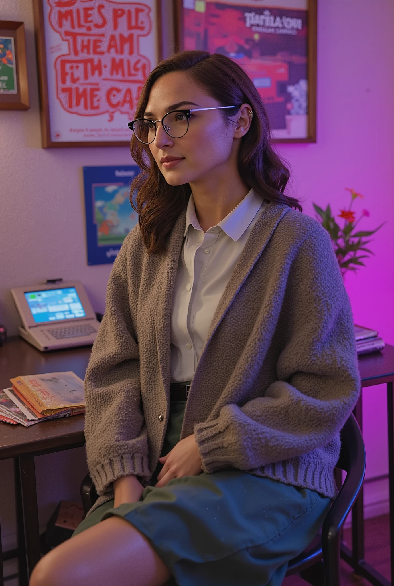 Gal Gadot Nerd Outfit living 90's