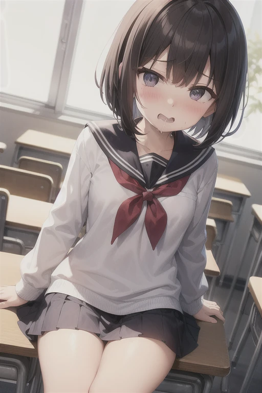pieces fly、masterpiece、highest quality、Super detailed、High resolution、High resolution、8K portrait、Unity 8k壁紙のHigh resolutionCG、unity 8k wallpaper、cute type little:1.5、:1.5、Highly detailed CG unity 8k wallpaper、realistic、real person、cute type little、 portrait photography、shiny skin、High resolution、(16 years old:1.2)、(1 girl)、beautiful clear eyes、very detailed explanation、delicate face、nice lips、slender body、Small breasts too thin waist、thin legs、(classroom:1.6)、1 girl, cute type, perfect face, seriously, (blush:1.5),Small breasts too,((school uniform:1.2)),((brown hair bob:1.3)),((clothing lift:1.5)), ((I have nipples)), Detailed description vagina,show vagina,spread legs,spread ,((Orgasm in the vagina:1.5))、 Detailed description vagina,Show butt hole、distress,  blush:1.5,((retrospective perspective:1.5))