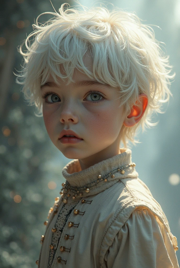 boy with white hair , dante style