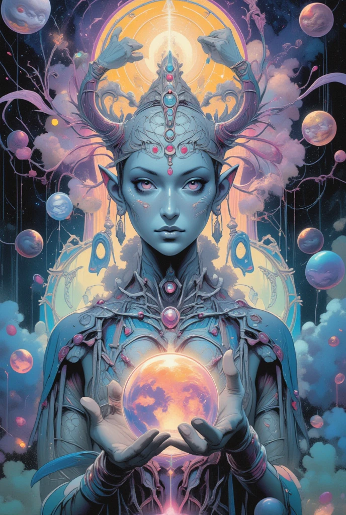 masterpiece, beautiful psychedelic entropy,best surreal masterpiece, top quality, best quality, official art, beautiful and aesthetic:1.2) , blue skin goddess and god standing on top of a mountain top holding eachother ,whole body and legs,extreme detailed,colorful,highest detailed, official art, gold leaf ,glitter art ,unity 8k wallpaper, ultra detailed, beautiful and aesthetic, beautiful,fractal art, mystical and otherworldly, with intricate fur and piercing eyes, in the breathtaking mountain landscape of NCWinters ,alex grey ,psychedelic, dmt ,PsyAI